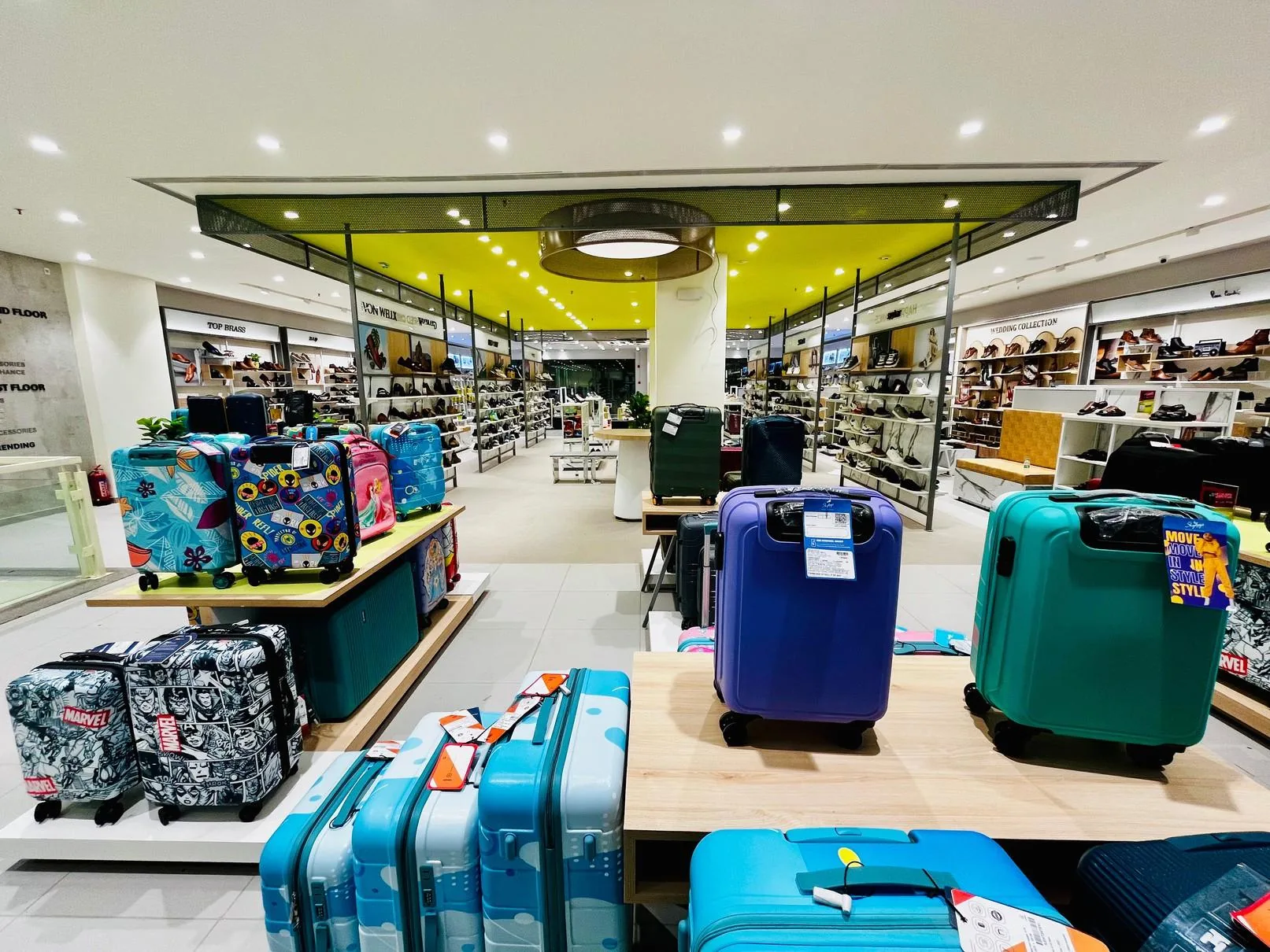 Large format retail interior with luggage displays